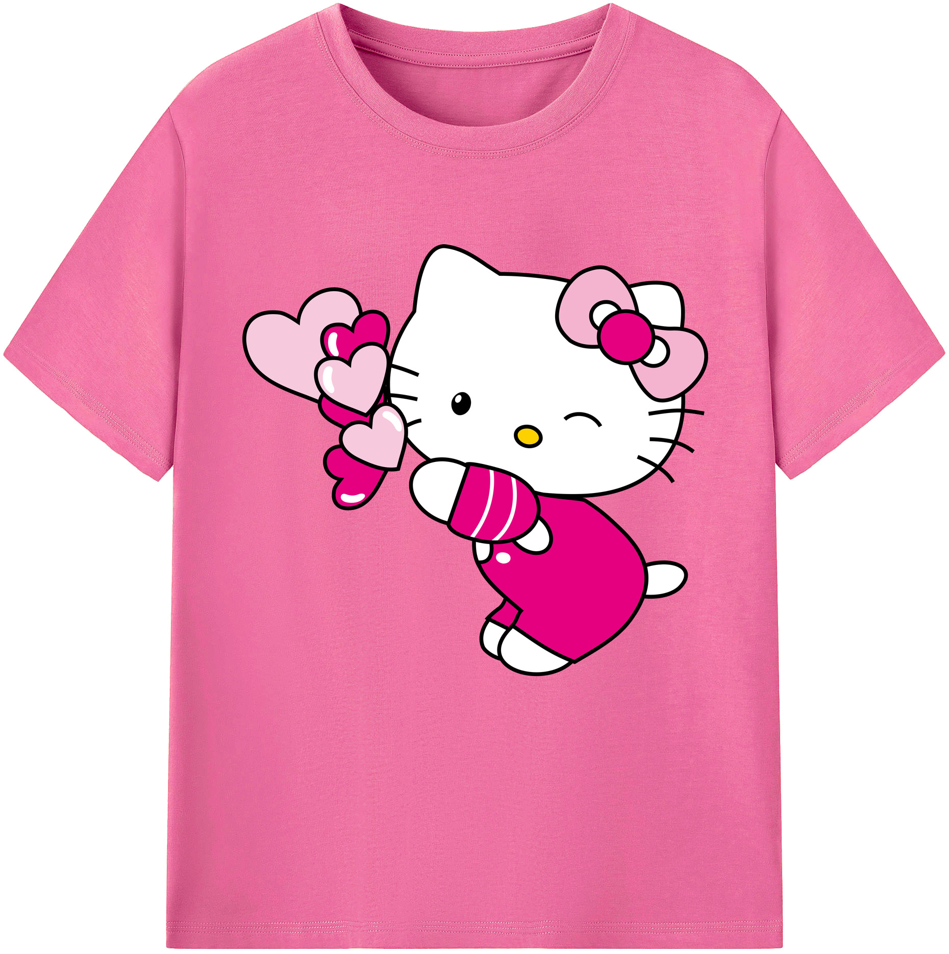 （画像用） Hello Kitty ハローキティ レディースカジュアルプリントTシャツ（綿100％）